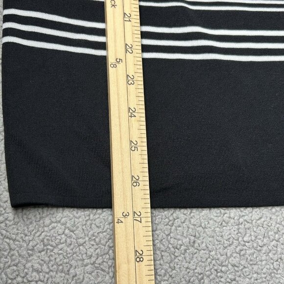 Vintage Exclusively Misook Top Large Acrylic Knit Black White Stripe Liquid Knit - Picture 11 of 11